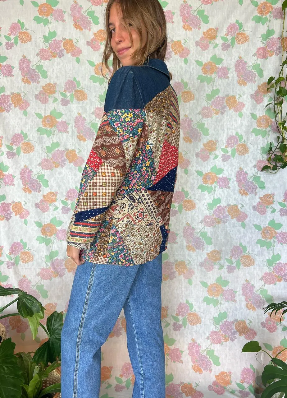 00's Patchwork Denim Blazer