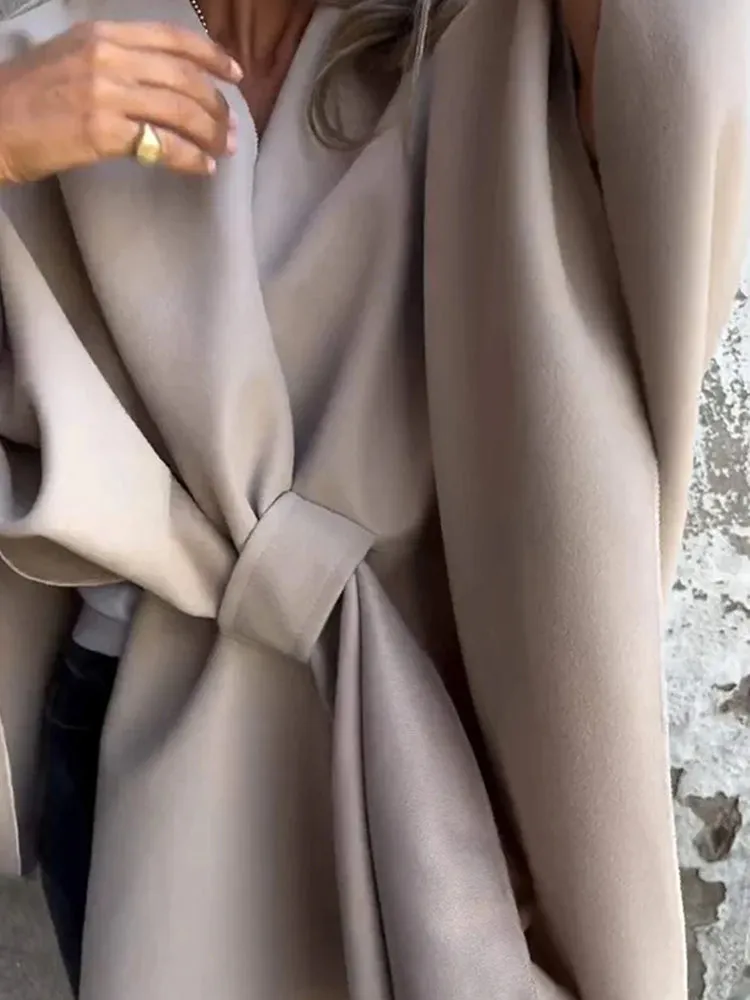 2024 NEW Women's Fall/Winter V-neck Elegant Cloak Shawl Loose Coat
