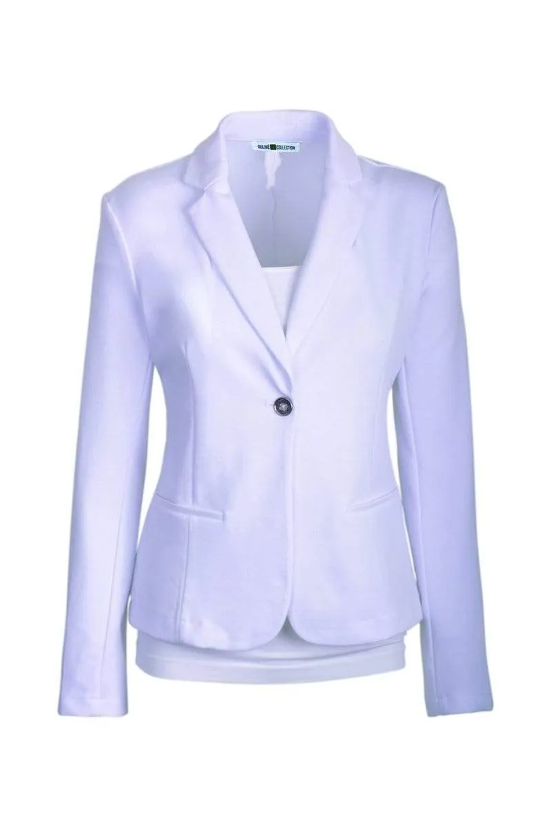 Auliné Collection Womens Office Work One Button Closure Long Sleeves Knit Blazer