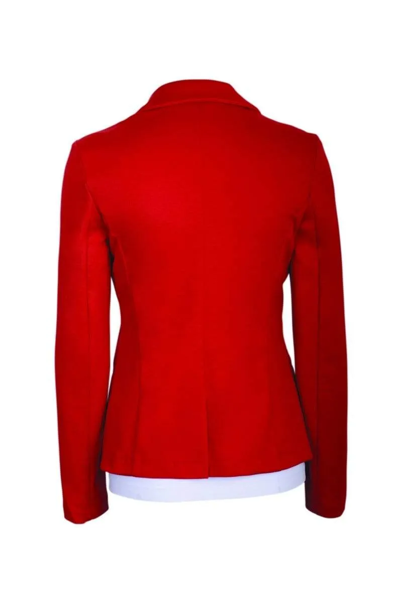 Auliné Collection Womens Office Work One Button Closure Long Sleeves Knit Blazer