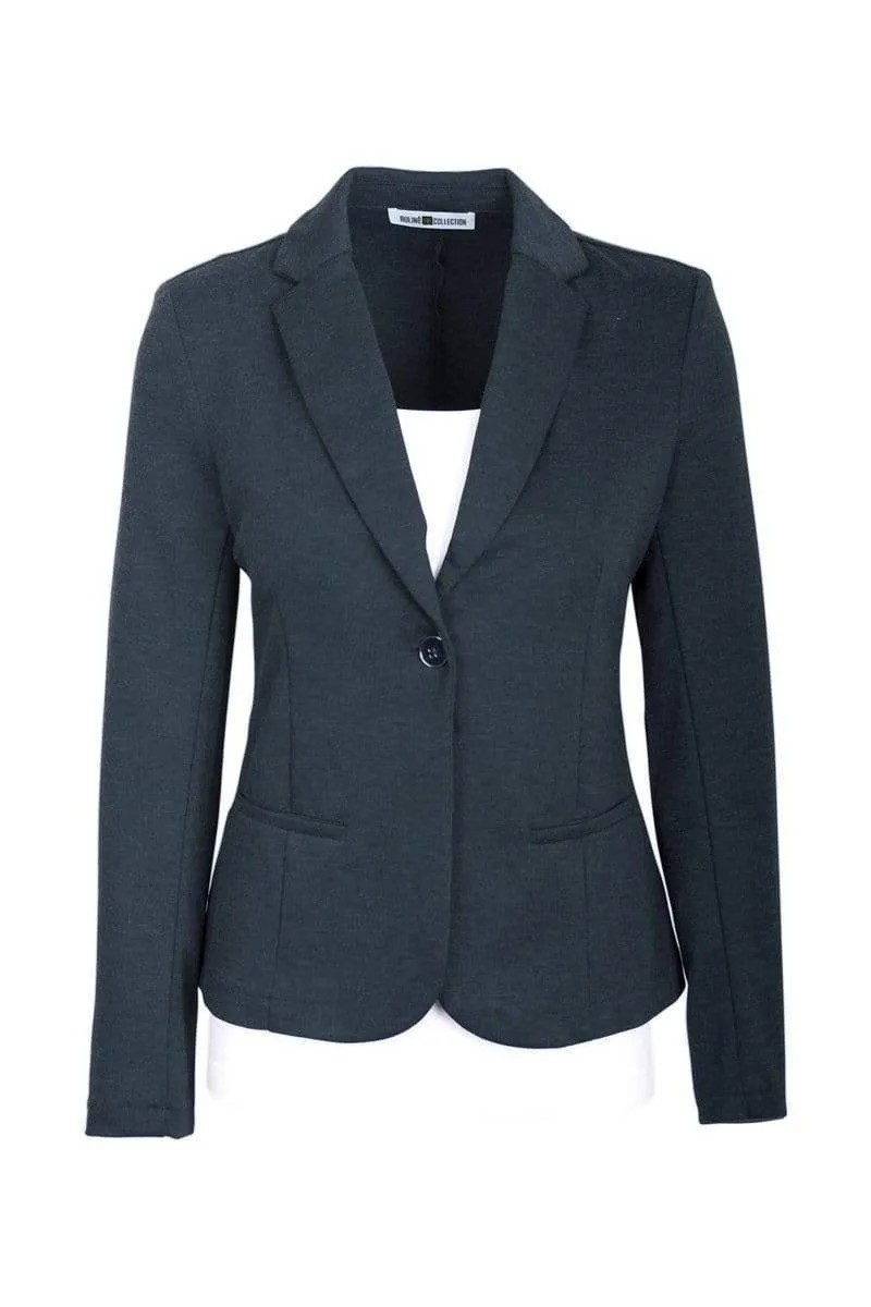 Auliné Collection Womens Office Work One Button Closure Long Sleeves Knit Blazer