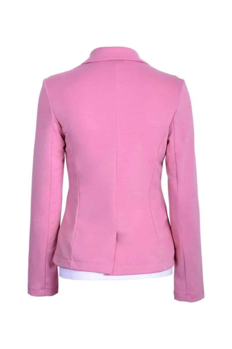 Auliné Collection Womens Office Work One Button Closure Long Sleeves Knit Blazer