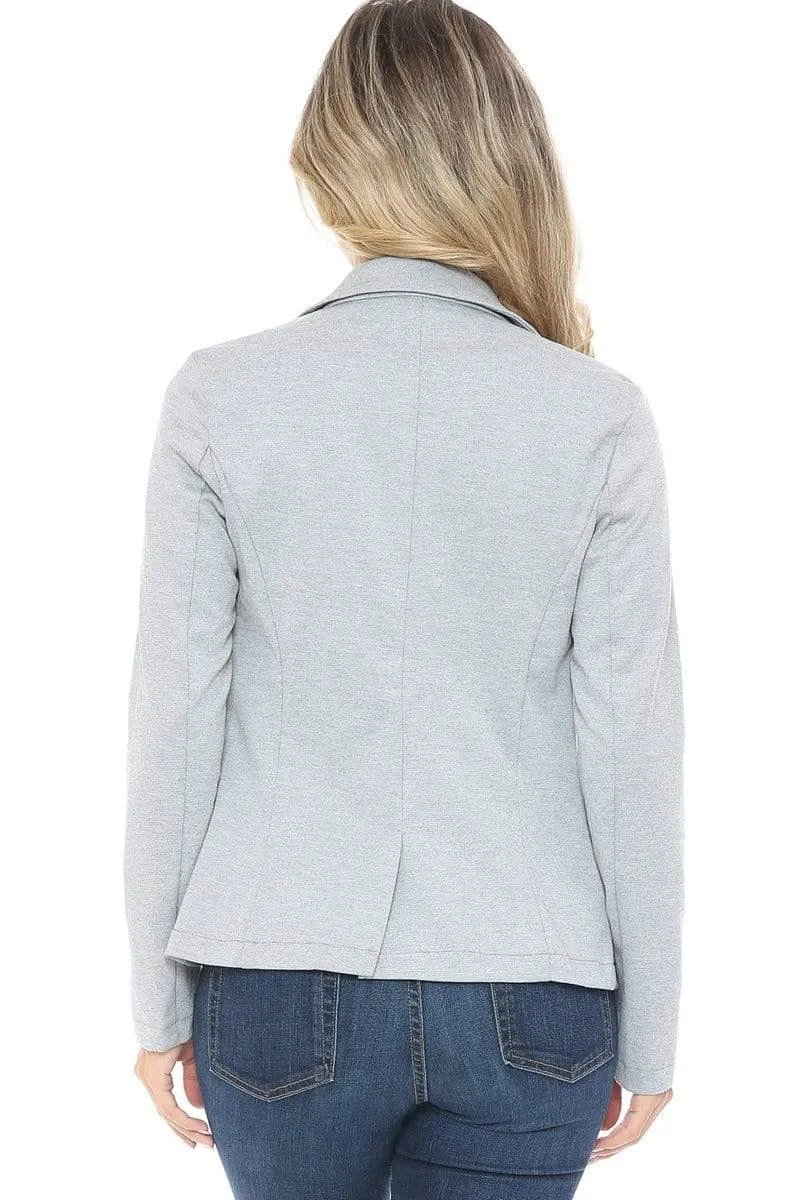 Auliné Collection Womens Office Work One Button Closure Long Sleeves Knit Blazer