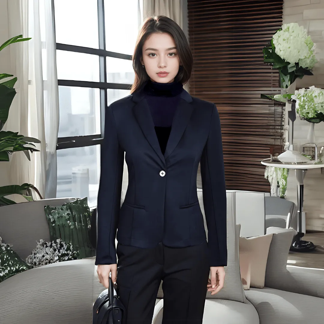 Auliné Collection Womens Office Work One Button Closure Long Sleeves Knit Blazer