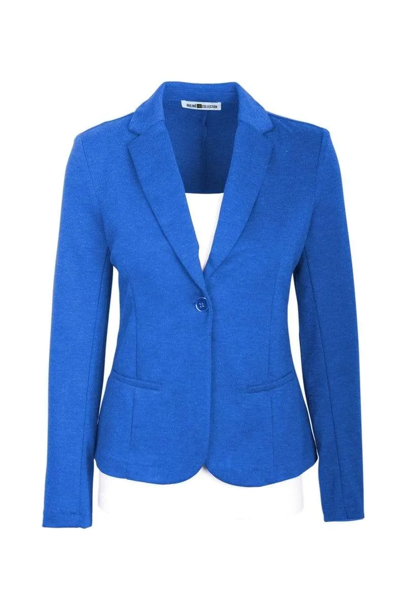 Auliné Collection Womens Office Work One Button Closure Long Sleeves Knit Blazer