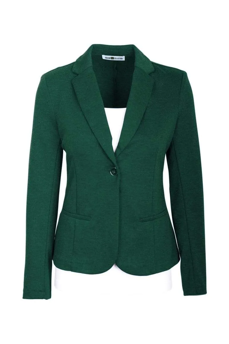 Auliné Collection Womens Office Work One Button Closure Long Sleeves Knit Blazer