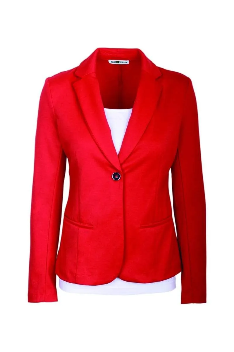 Auliné Collection Womens Office Work One Button Closure Long Sleeves Knit Blazer