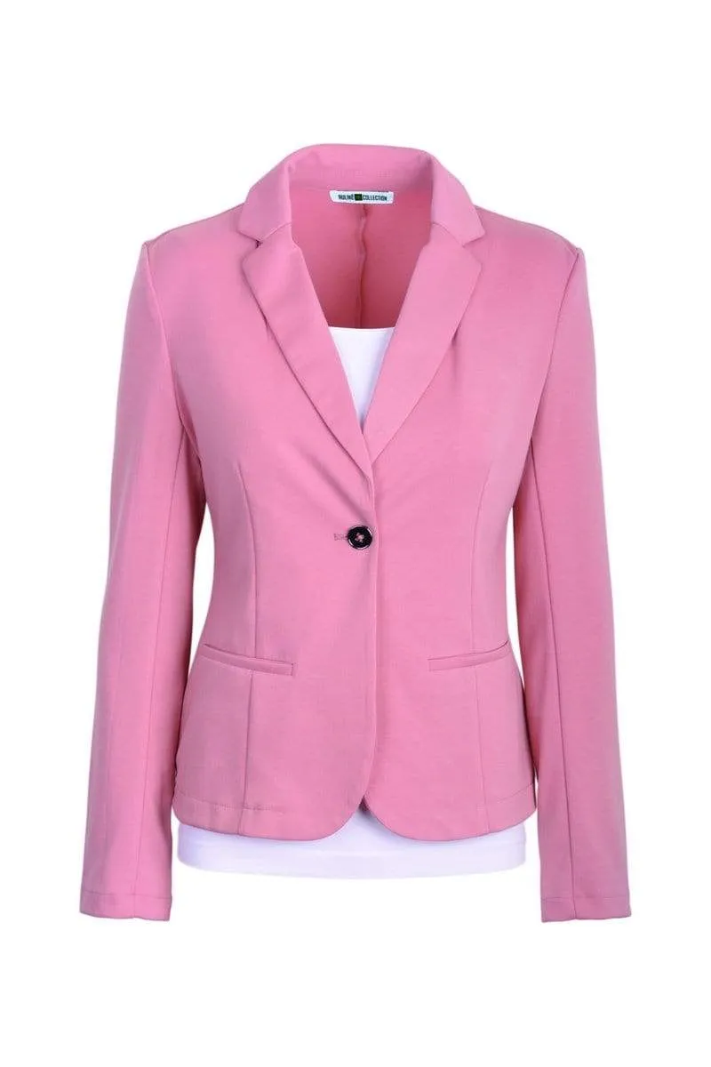 Auliné Collection Womens Office Work One Button Closure Long Sleeves Knit Blazer