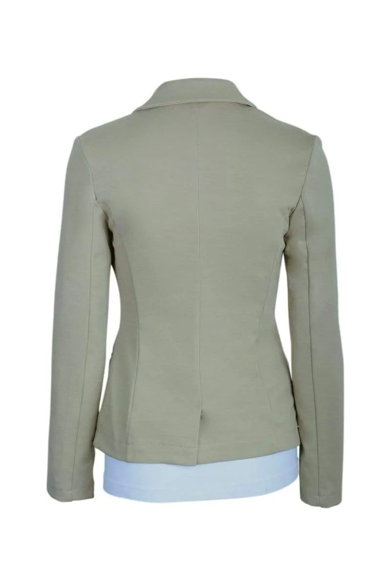 Auliné Collection Womens Office Work One Button Closure Long Sleeves Knit Blazer