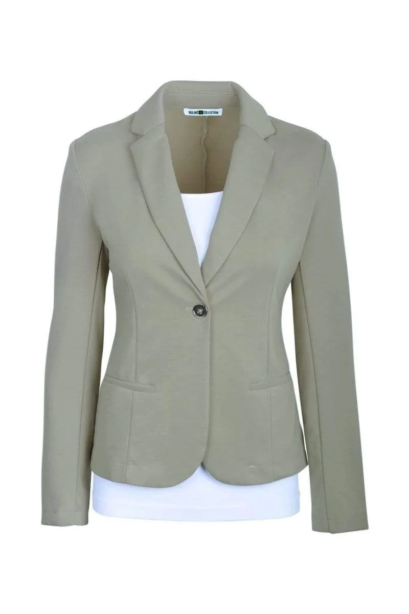 Auliné Collection Womens Office Work One Button Closure Long Sleeves Knit Blazer