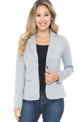 Auliné Collection Womens Office Work One Button Closure Long Sleeves Knit Blazer