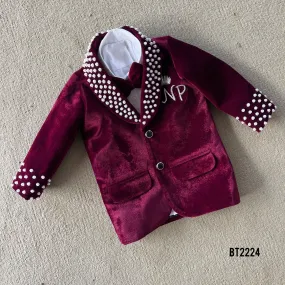 BT2224 Royal Velvet Party Wear Blazer for Baby Boys – Perfect for Stylish Celebrations 👑🎉