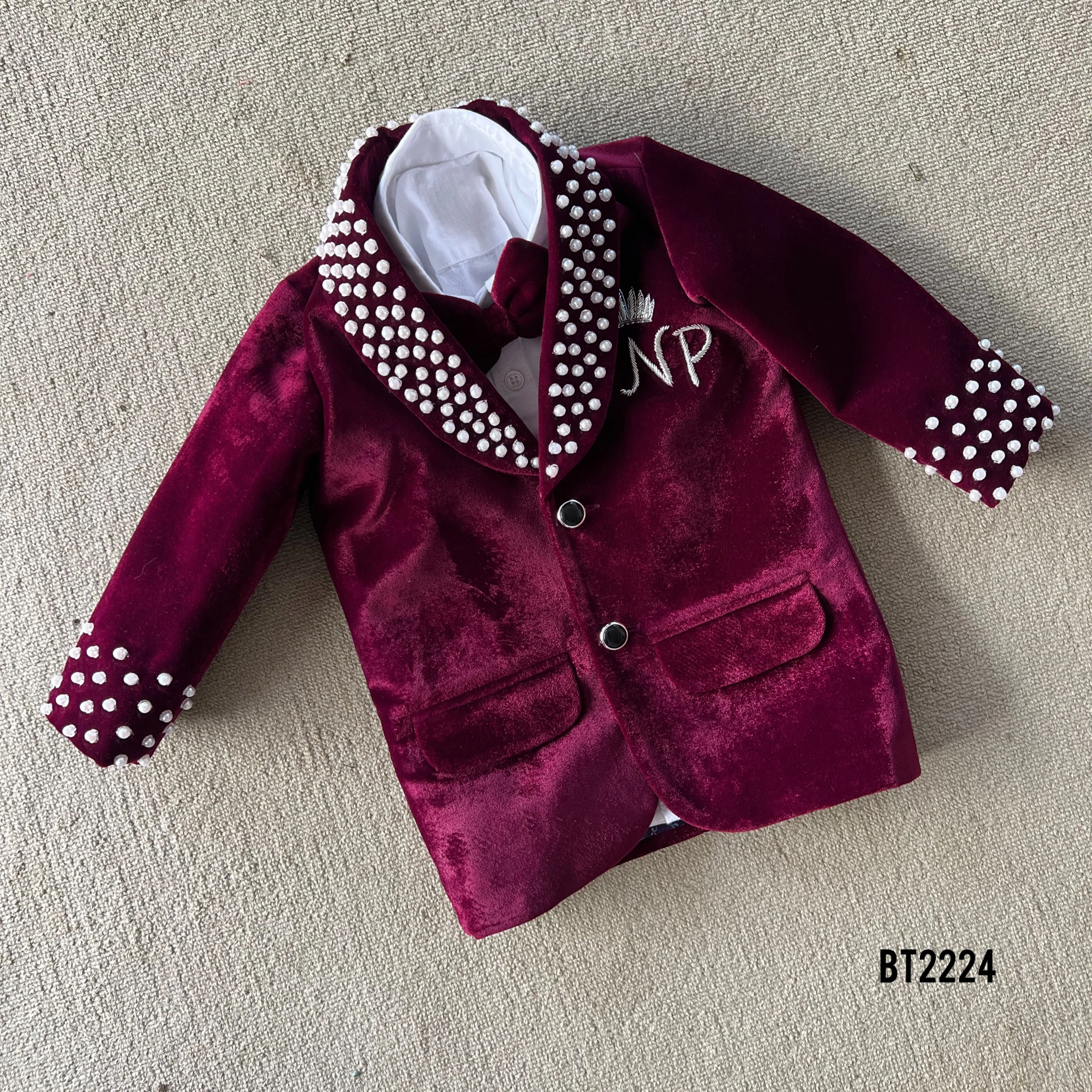 BT2224 Royal Velvet Party Wear Blazer for Baby Boys – Perfect for Stylish Celebrations 👑🎉
