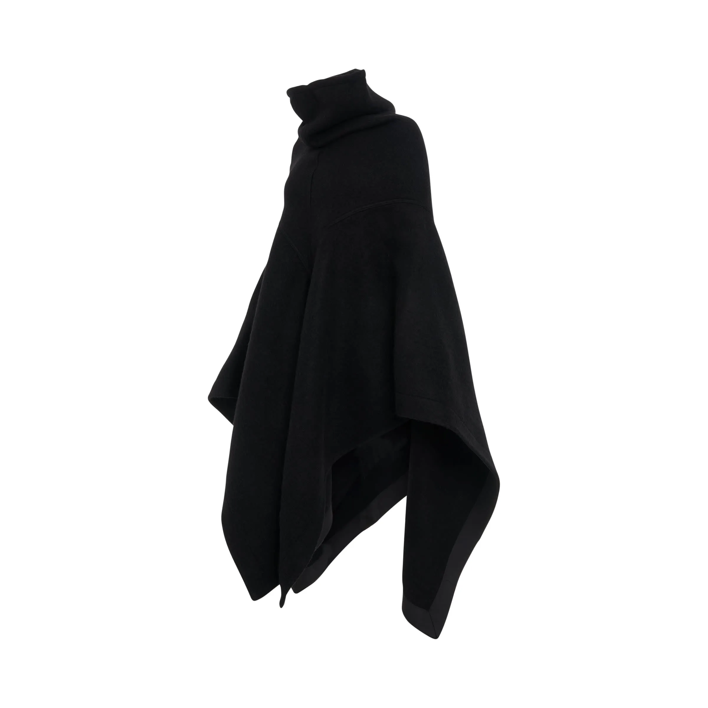 Cowl Woven Poncho in Black