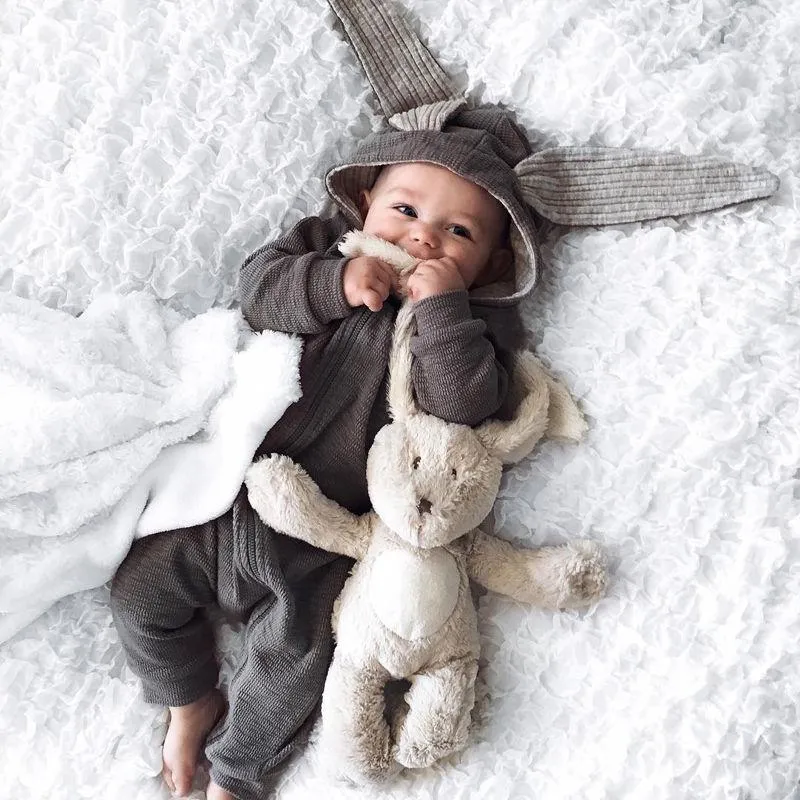 Cute Baby Clothing Set 3D Bunny Ear Romper Jumpsuit Playsuit Autumn Winter Warm Bebes Rompers One Piece