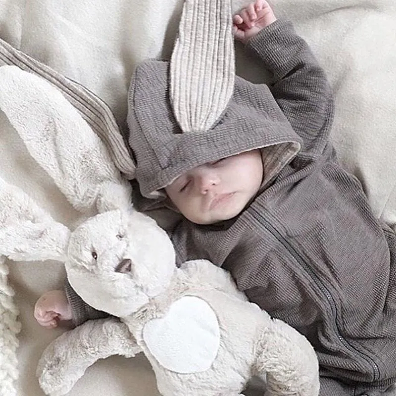 Cute Baby Clothing Set 3D Bunny Ear Romper Jumpsuit Playsuit Autumn Winter Warm Bebes Rompers One Piece