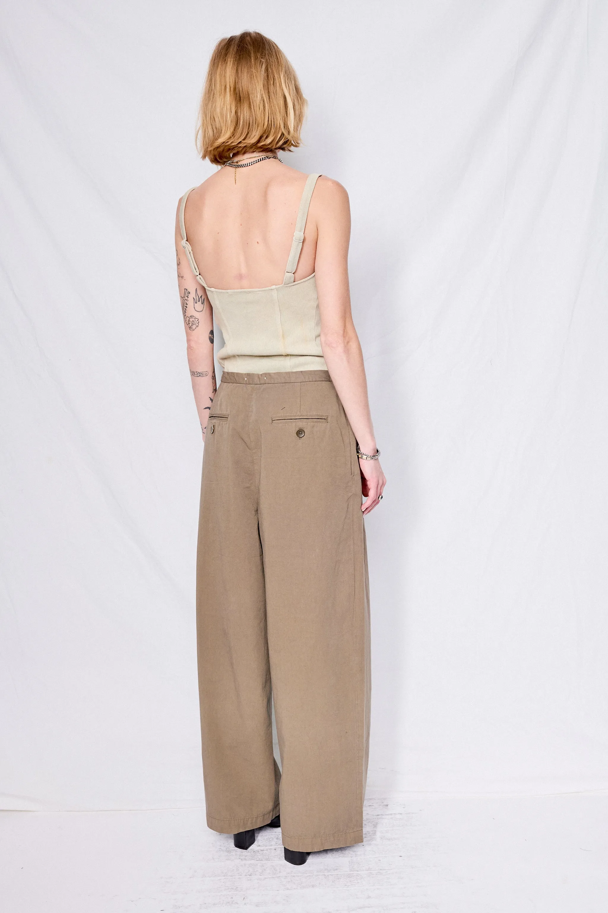 Dark Olive Straight Trousers