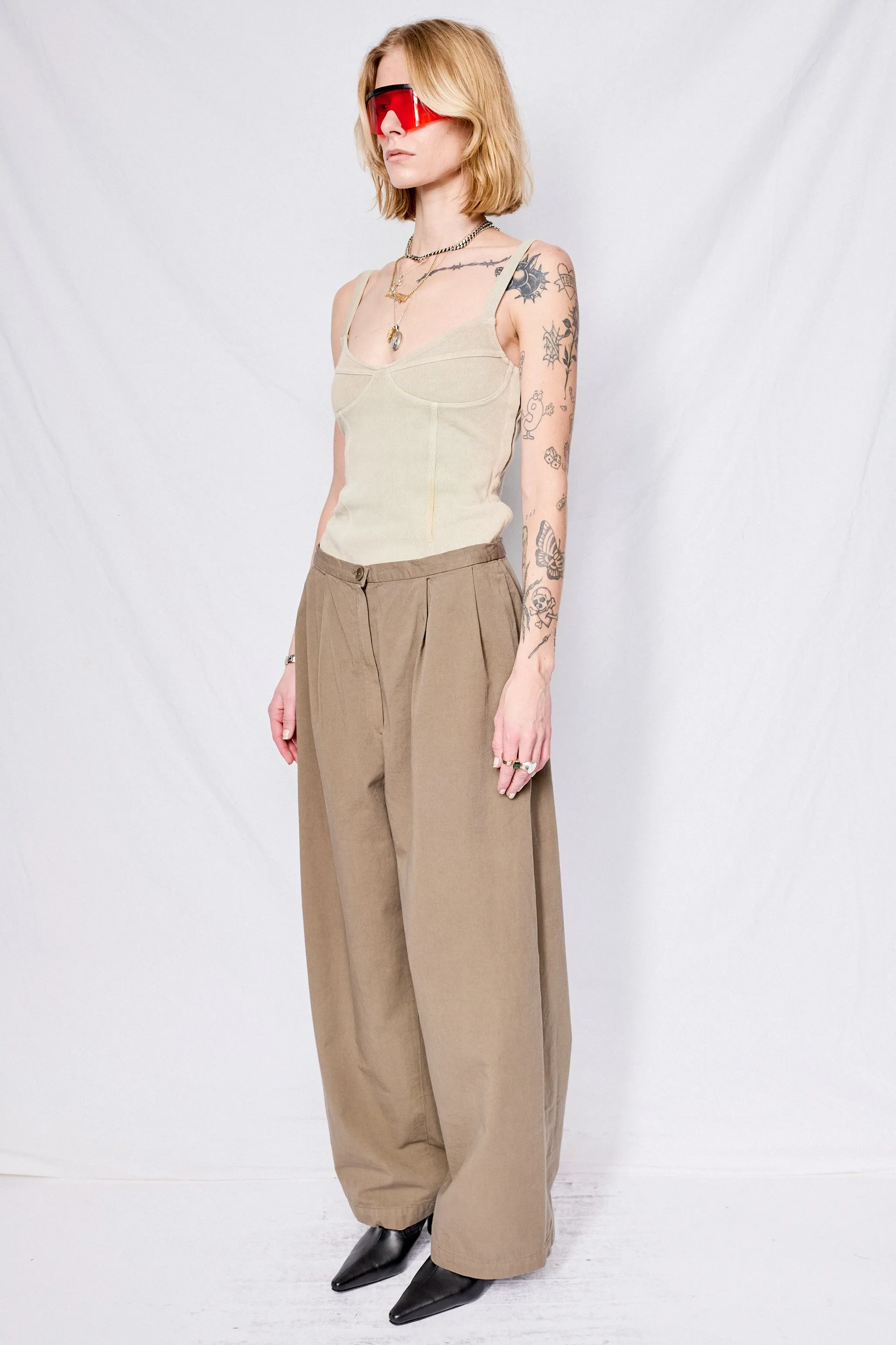 Dark Olive Straight Trousers
