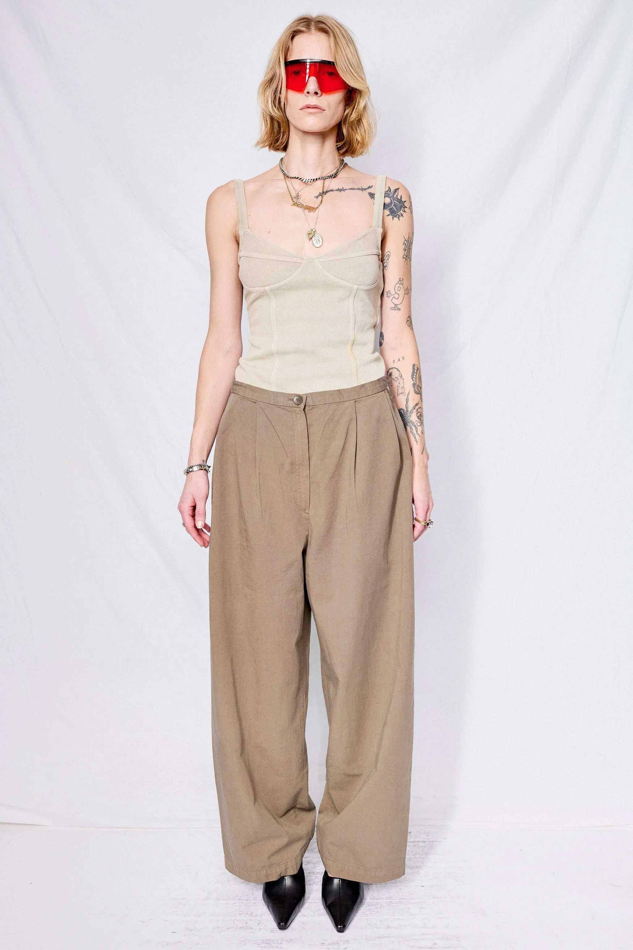 Dark Olive Straight Trousers