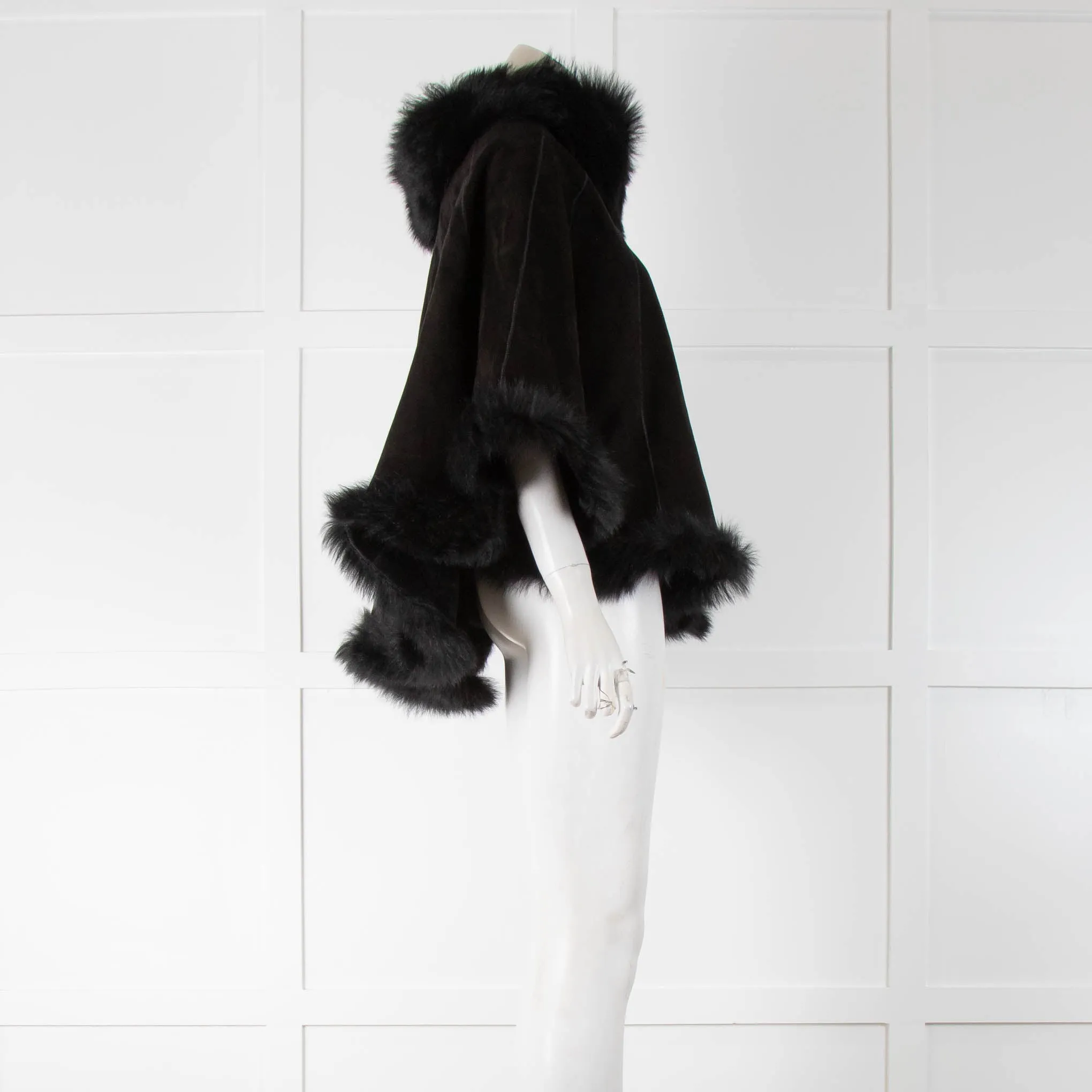 Dom Goor Black Sheepskin Poncho
