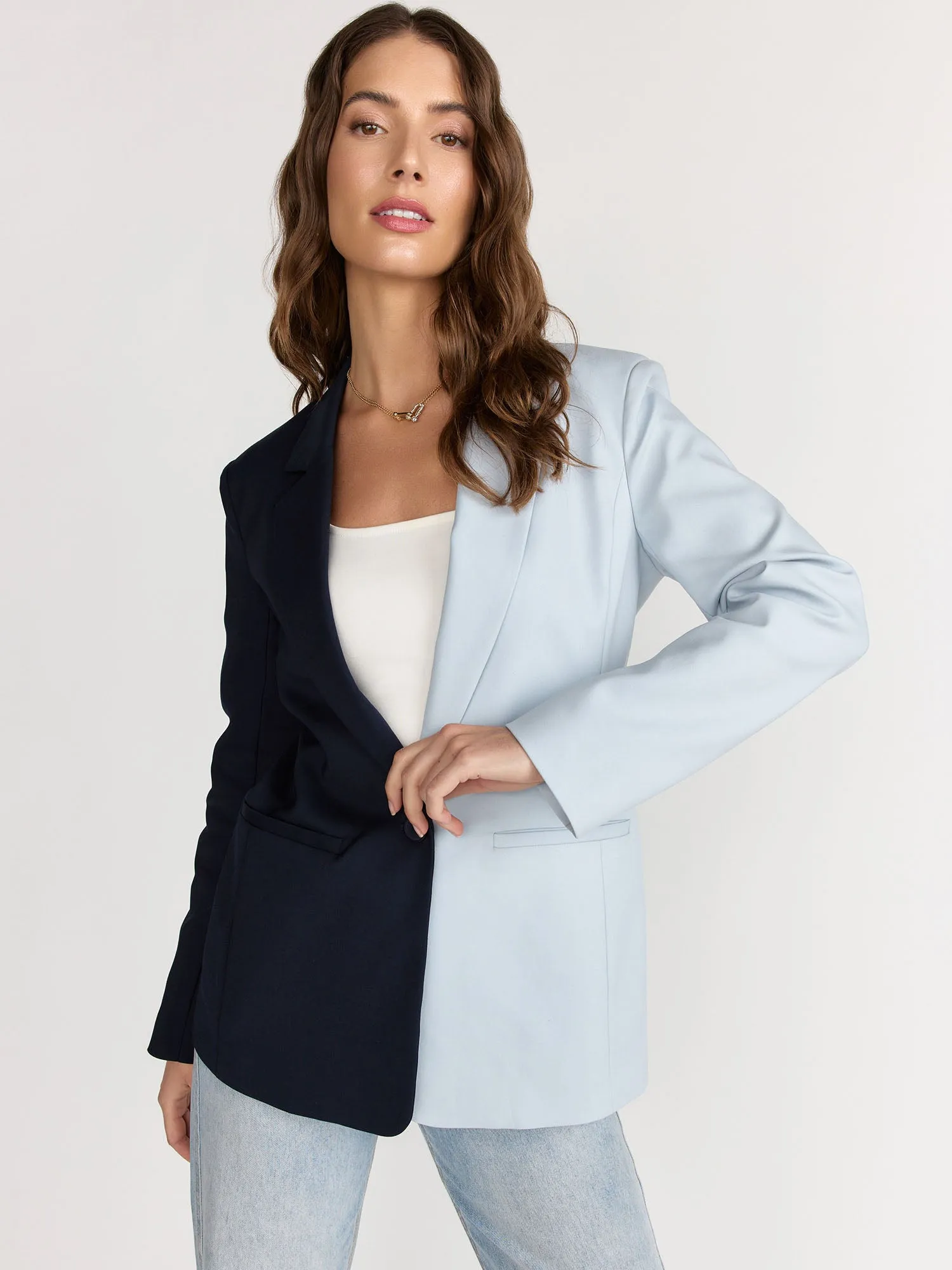 Endless Rose Long Sleeve Single Button Colorblock Blazer - Brands We Love