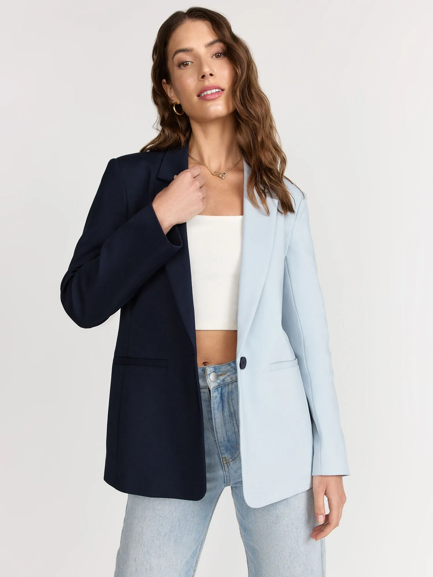 Endless Rose Long Sleeve Single Button Colorblock Blazer - Brands We Love