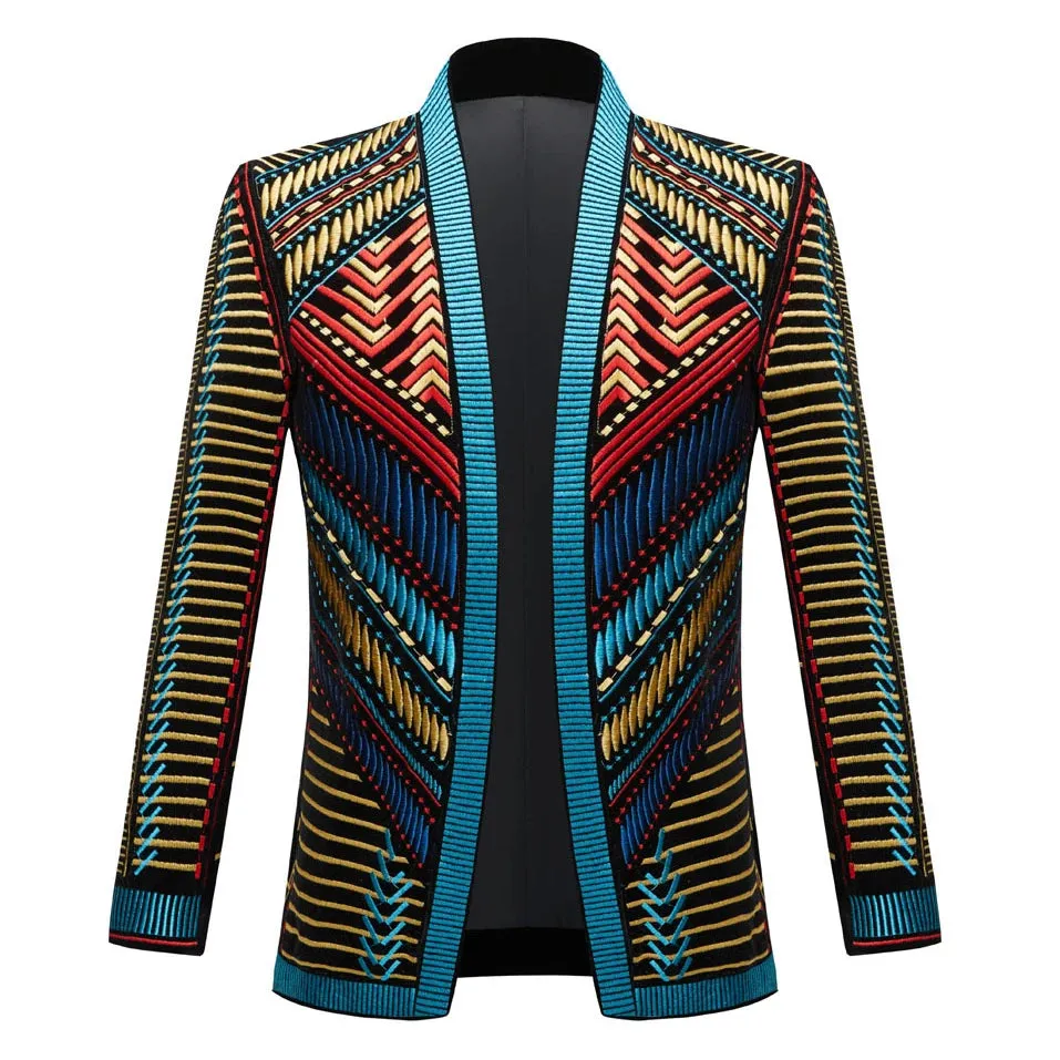 Ethnic Style Colorful Embroidery Blazer