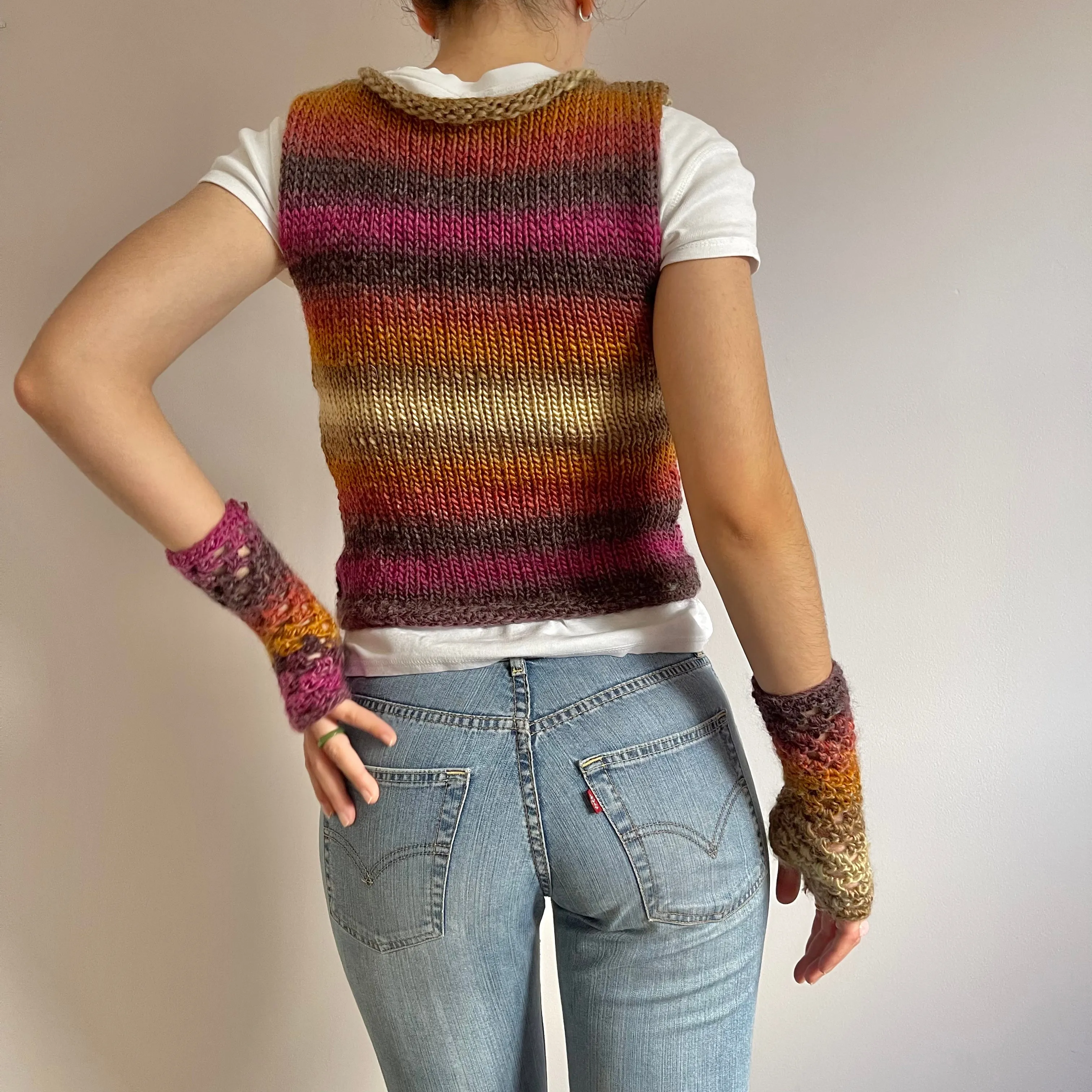 Handmade Sunset Shades crochet fishnet hand warmers