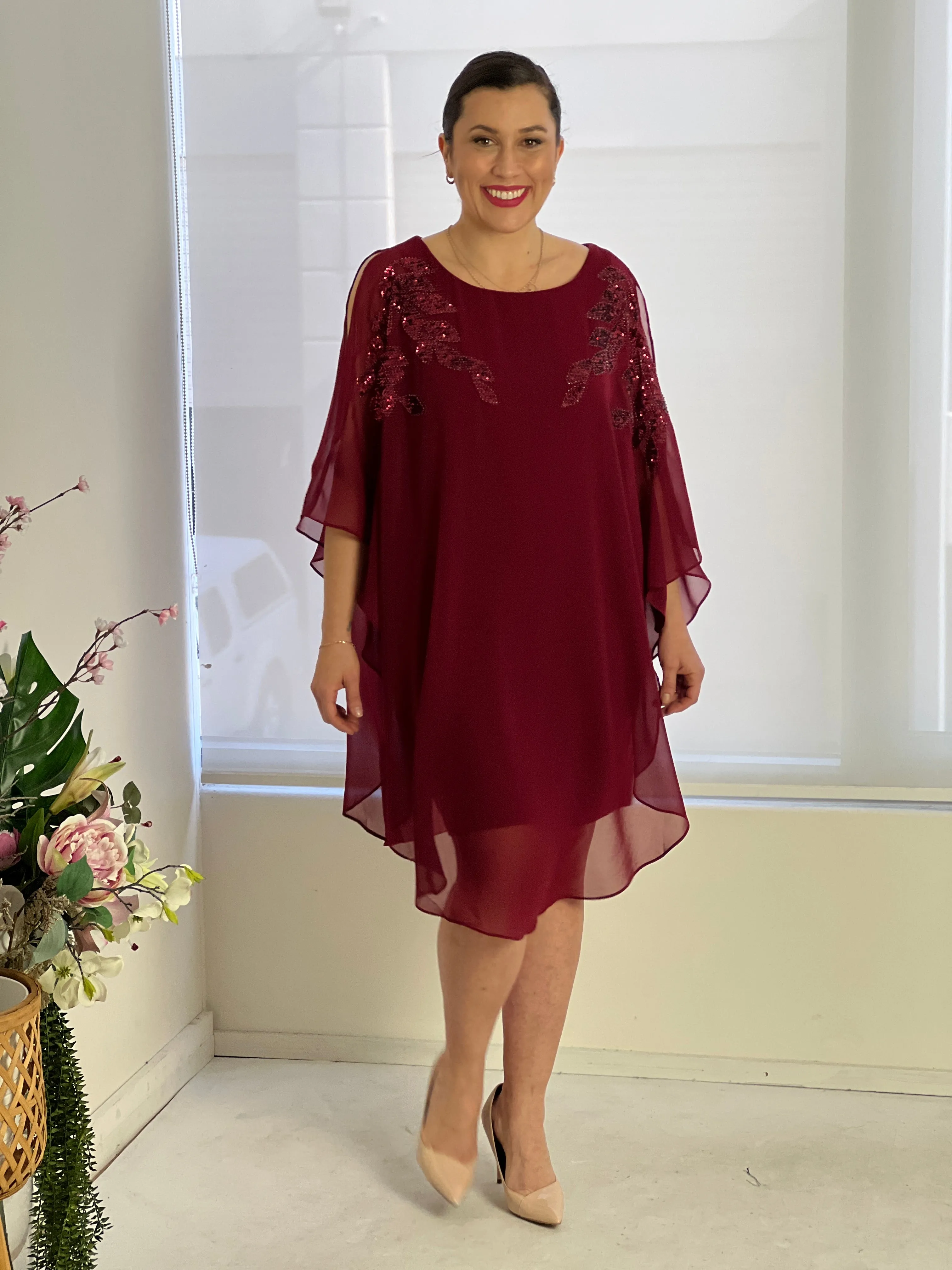 Harlow Burgundy Evening Dress