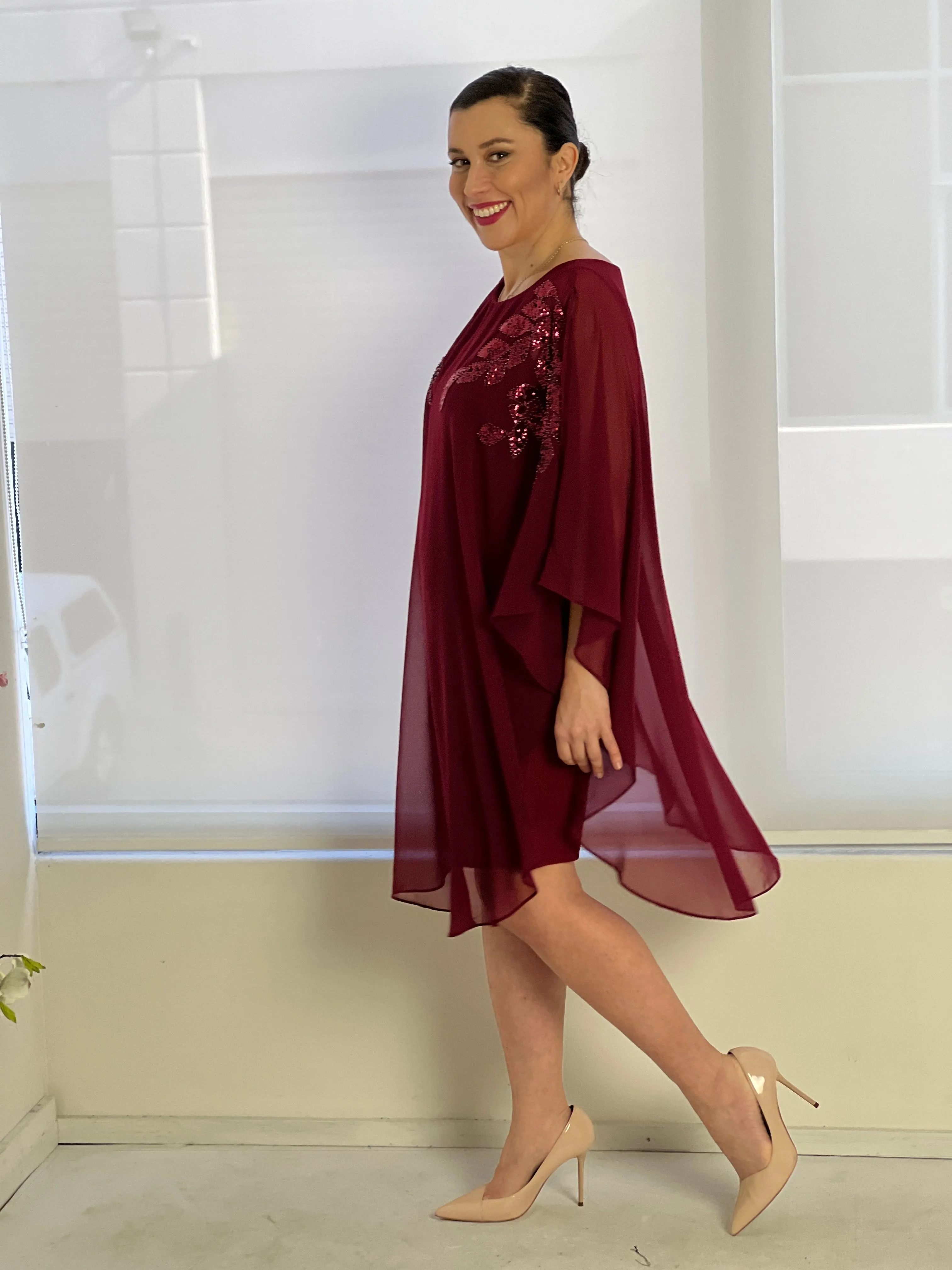 Harlow Burgundy Evening Dress