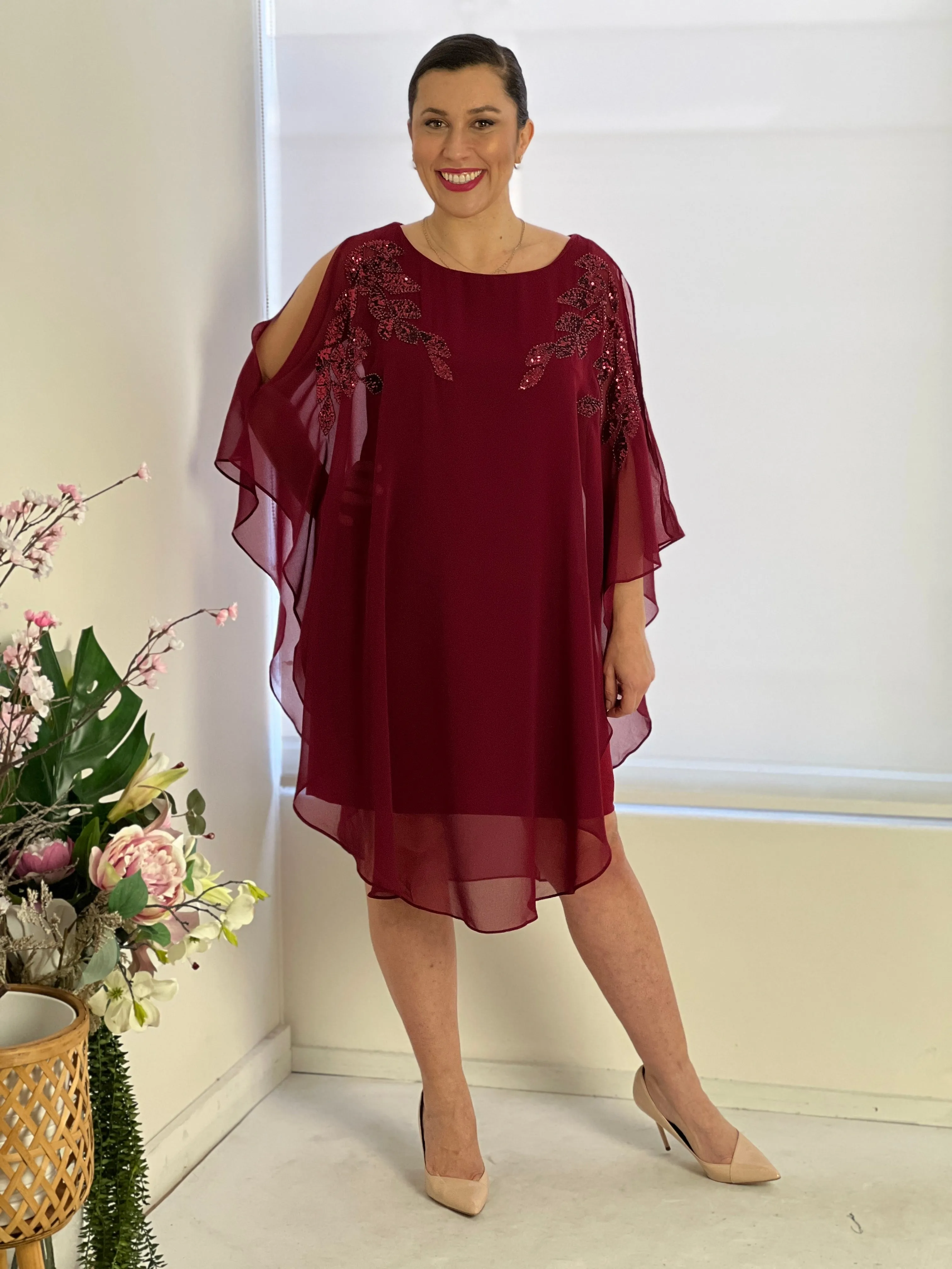 Harlow Burgundy Evening Dress