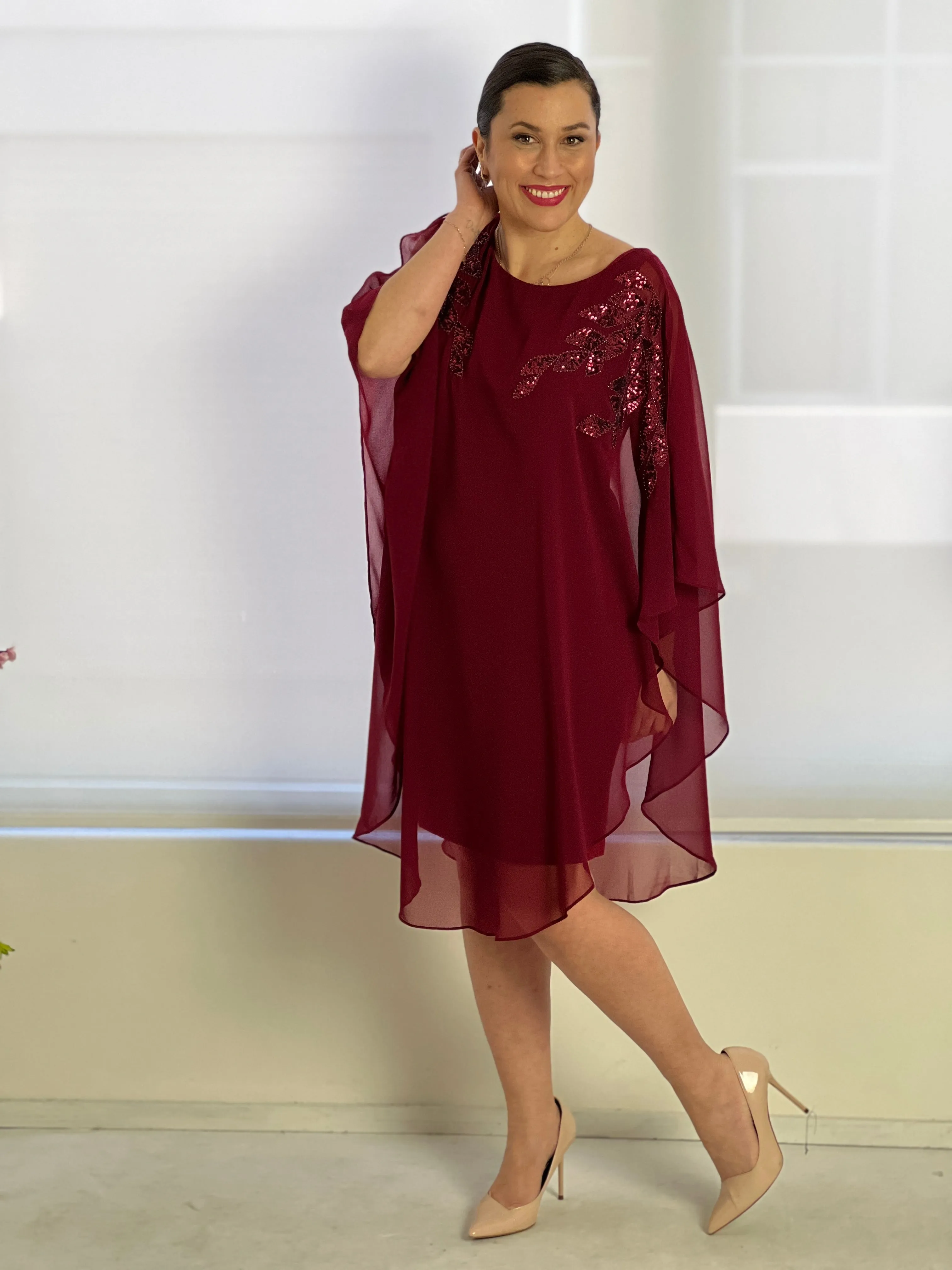 Harlow Burgundy Evening Dress