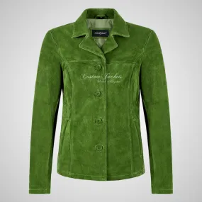 JANE Ladies Suede Blazer Formal Fitted Leather Blazer