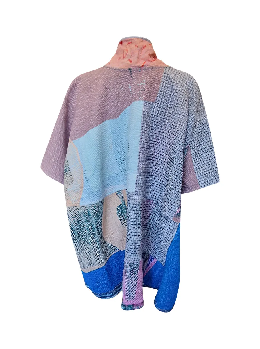 kantha reversible long poncho amyra
