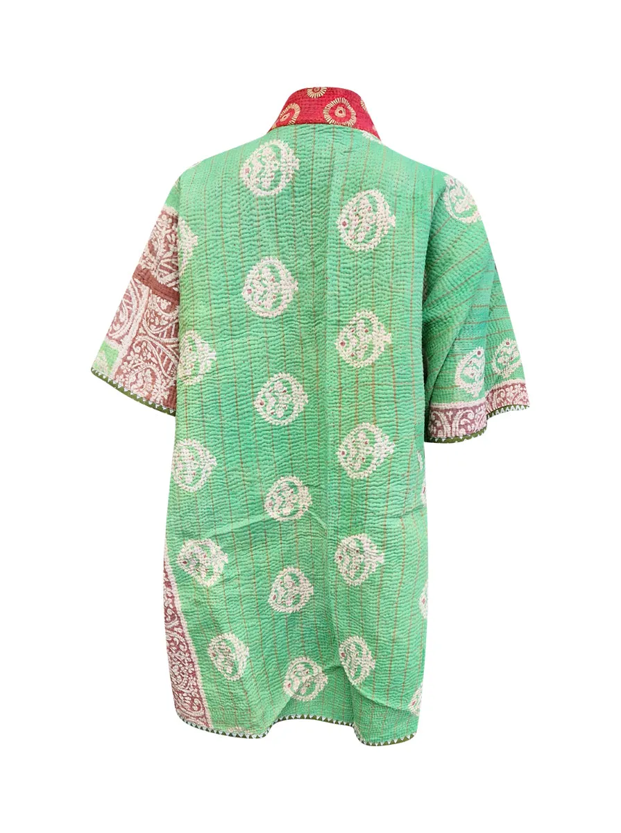 kantha reversible long poncho deepa