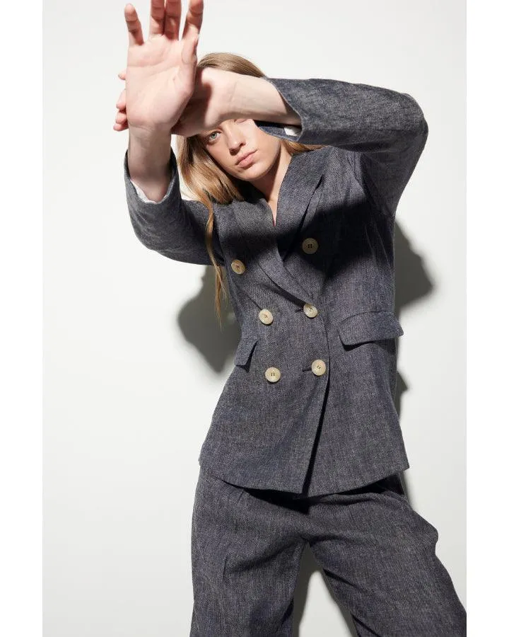 Luisa Cerano Linen Double Breasted Blazer
