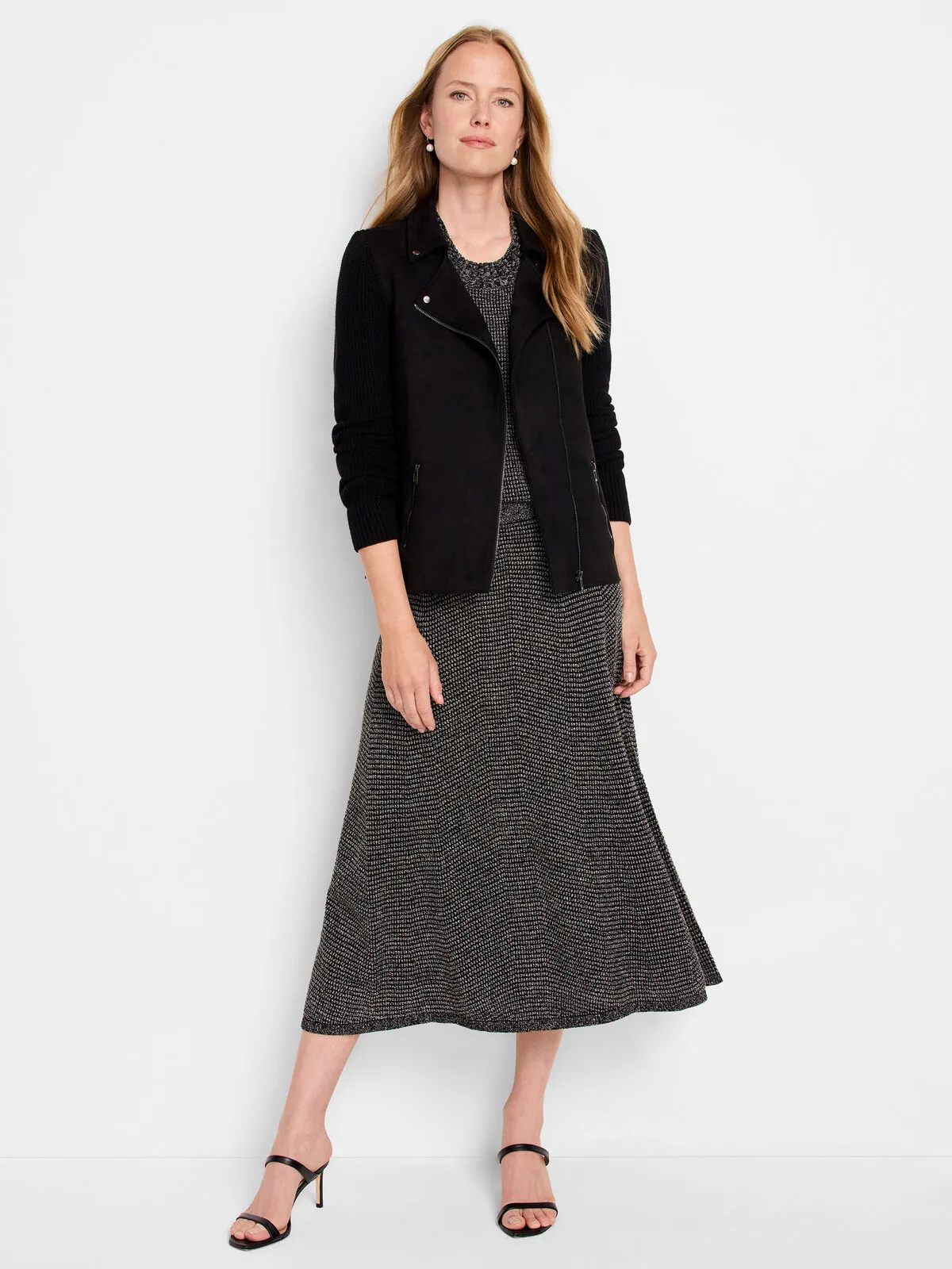 NIC ZOE F241145 Pixel Knit Vest in Neutral Multi