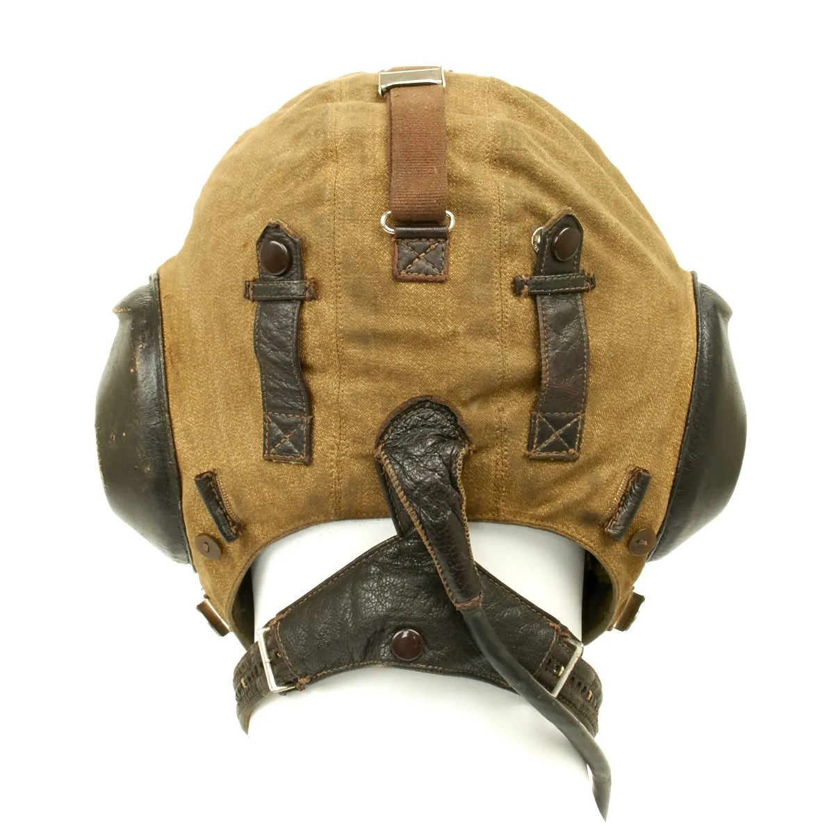 Original WWII German 1938 Luftwaffe LKP S101 Summer Pilot Flying Helmet with Throat Microphone and Earphones