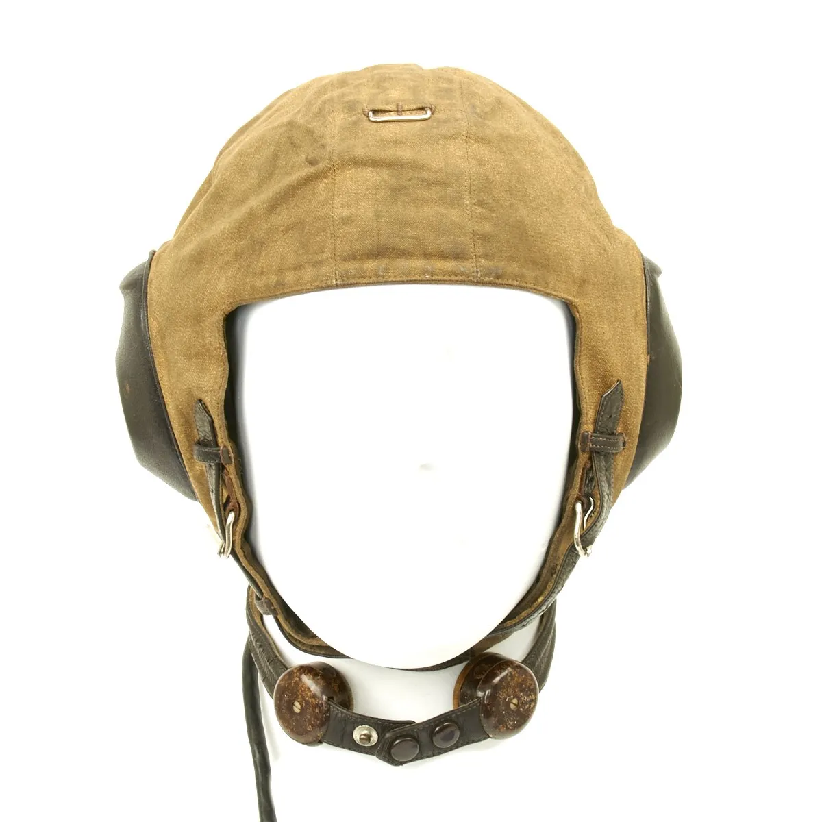 Original WWII German 1938 Luftwaffe LKP S101 Summer Pilot Flying Helmet with Throat Microphone and Earphones