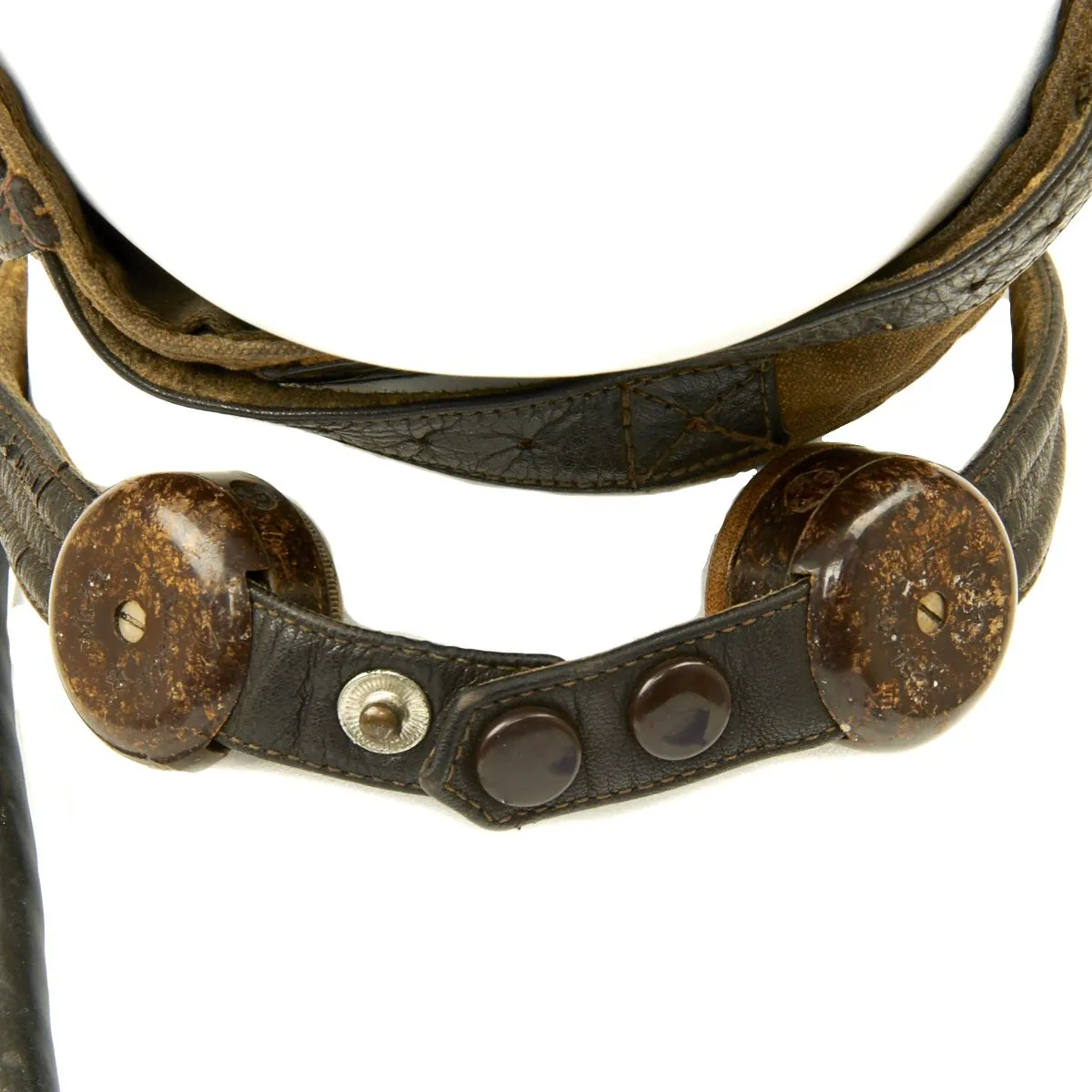 Original WWII German 1938 Luftwaffe LKP S101 Summer Pilot Flying Helmet with Throat Microphone and Earphones
