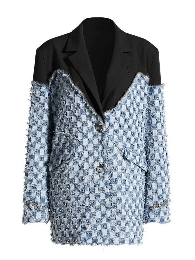 Pre Order:  Denim Contrast Blazer - @itstashawna