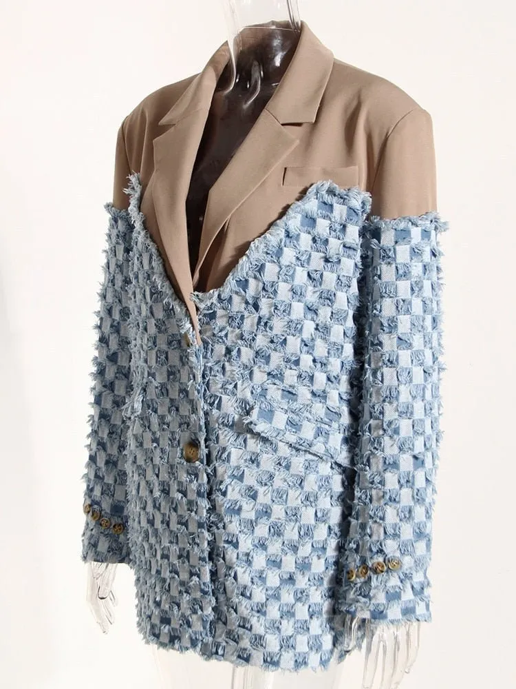 Pre Order:  Denim Contrast Blazer - @itstashawna