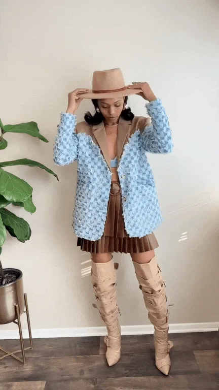 Pre Order:  Denim Contrast Blazer - @itstashawna