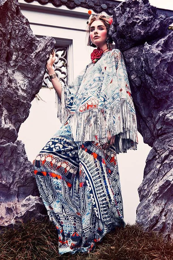 SUEDE PONCHO WITH FRINGING TEACHER'S PET