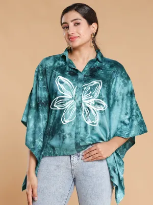 Teal Rayon TieDyeTop- Floracrylic Teal Rayon TieDyeTop- Floracrylic