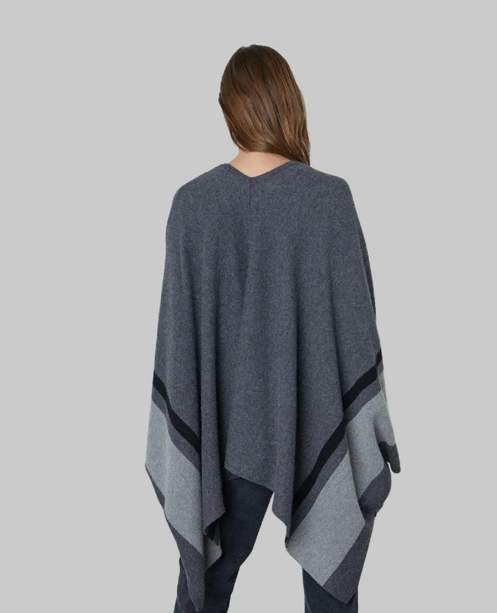 Velvet Harper Open Front Poncho Grey