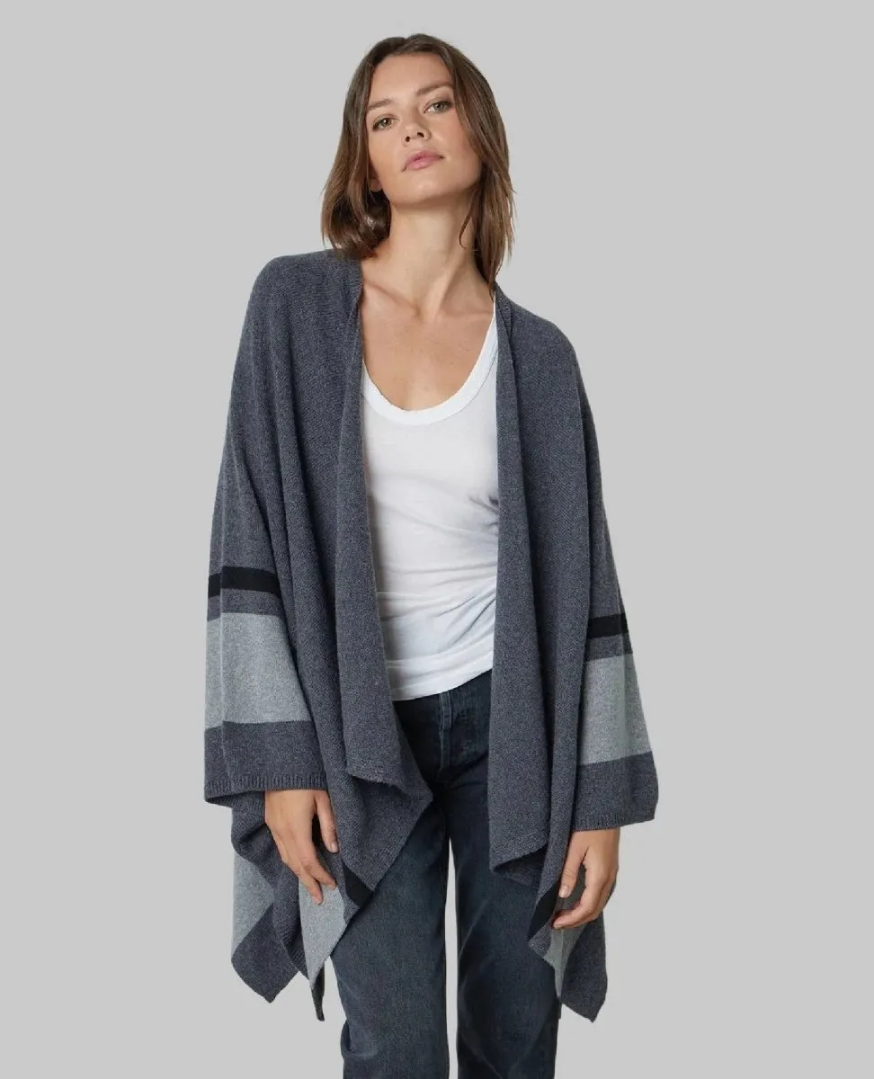 Velvet Harper Open Front Poncho Grey