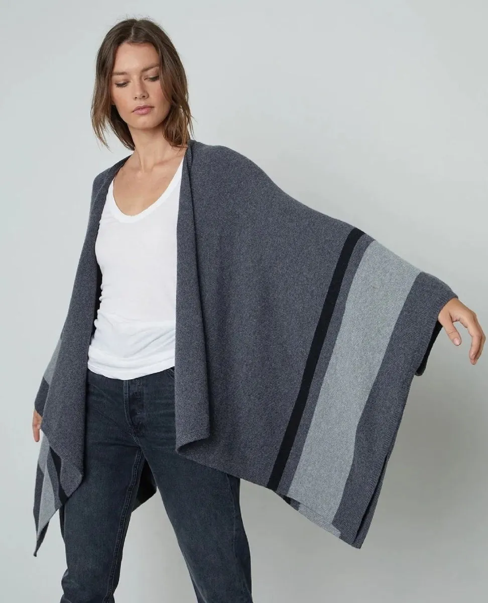 Velvet Harper Open Front Poncho Grey