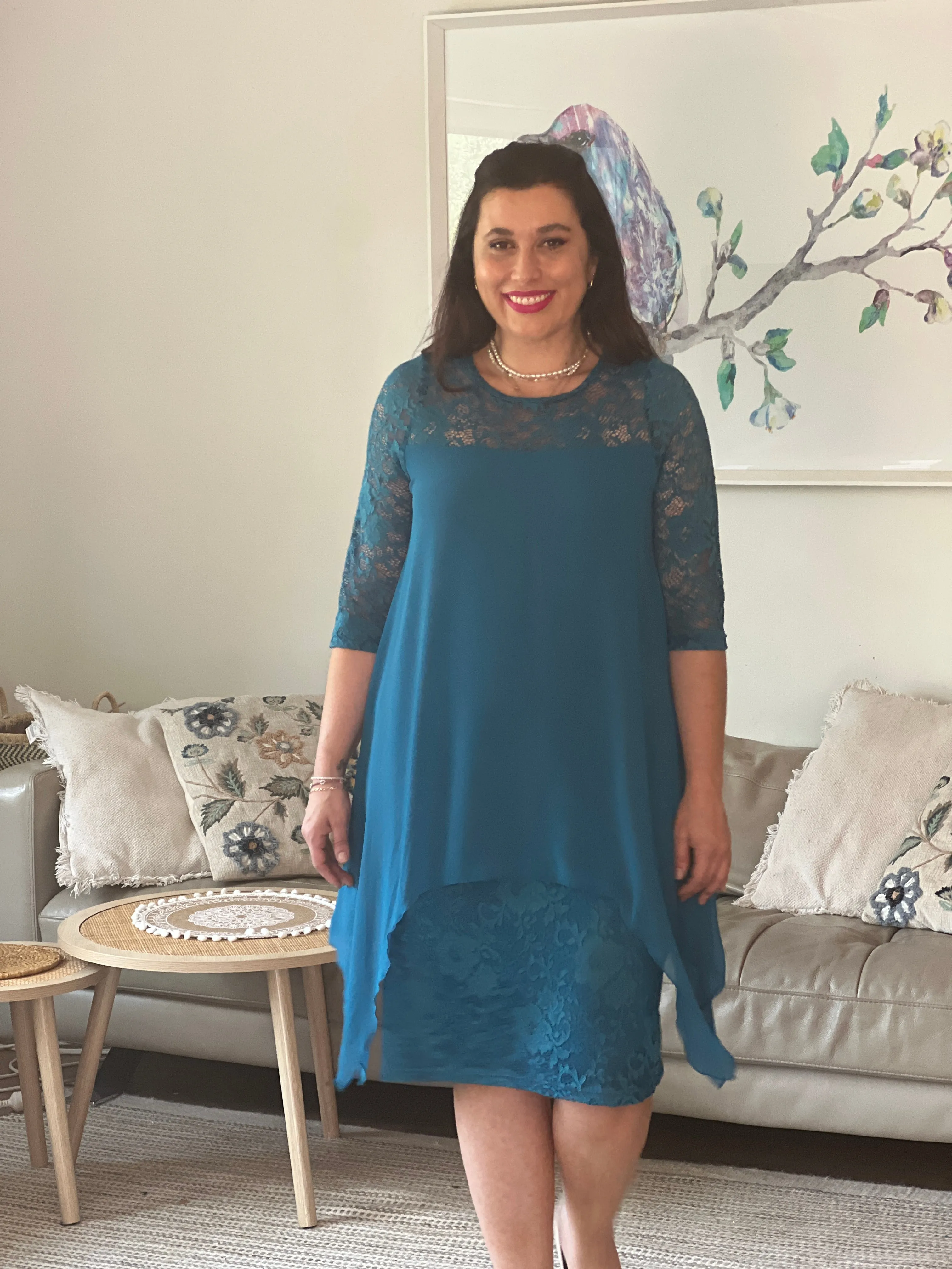 Zelda Teal Lace Dress