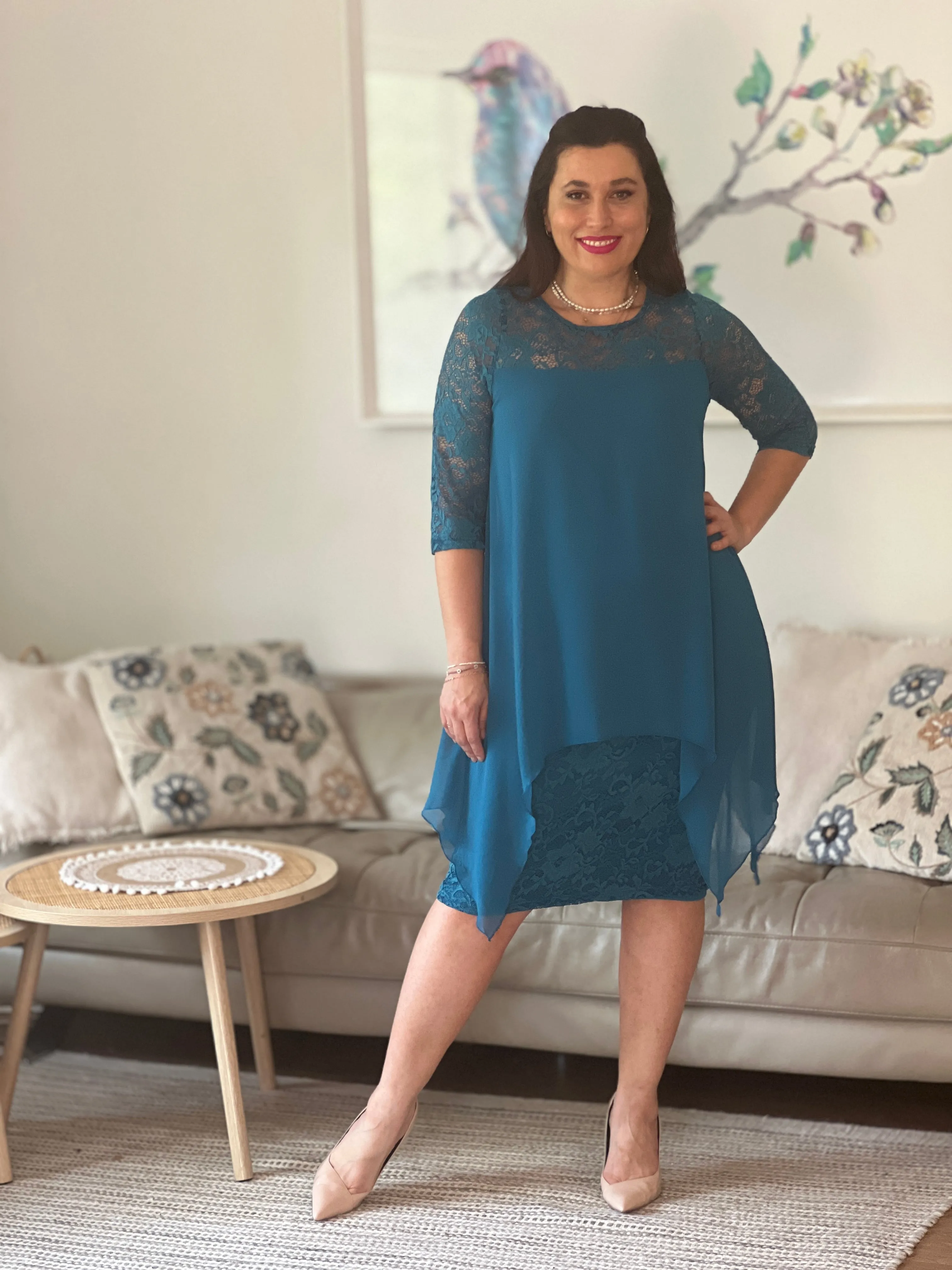 Zelda Teal Lace Dress
